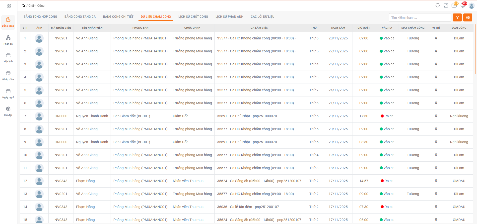 Quản lý chi tiết lịch sử chấm công với xFlow